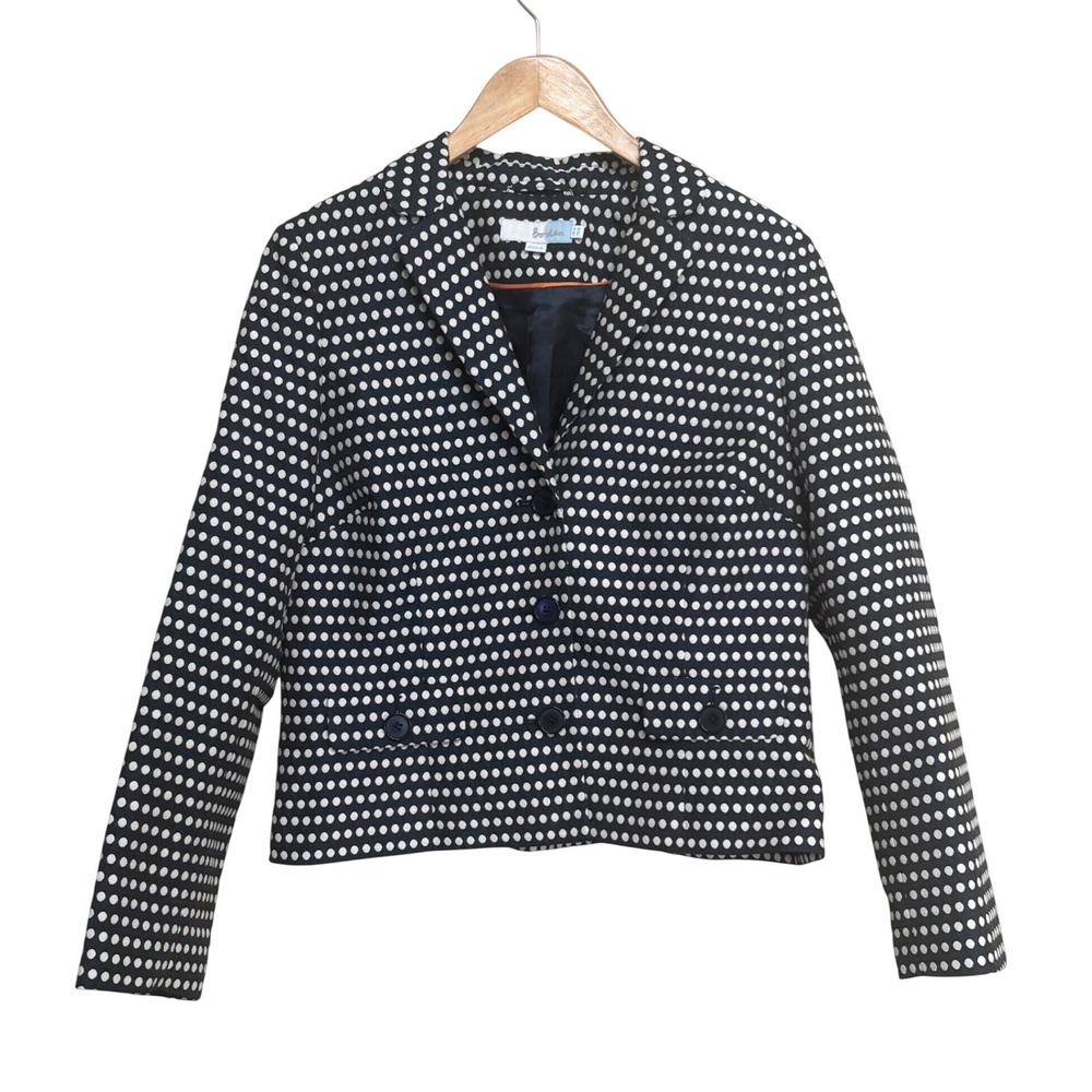 Boden Black and White Polka Dot Blazer